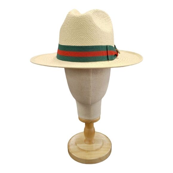 MEN'S BRUNO CAPELO VALENTINO COLLECTION STRAW FEDORA HAT FLAT WIDE 3" BRIM VA402 - Picture 3 of 8